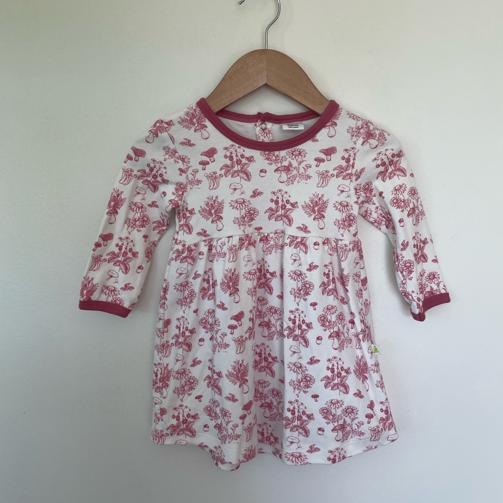 Imababywear Pink Floral & Mushroom Toile Long Sleeve Dress